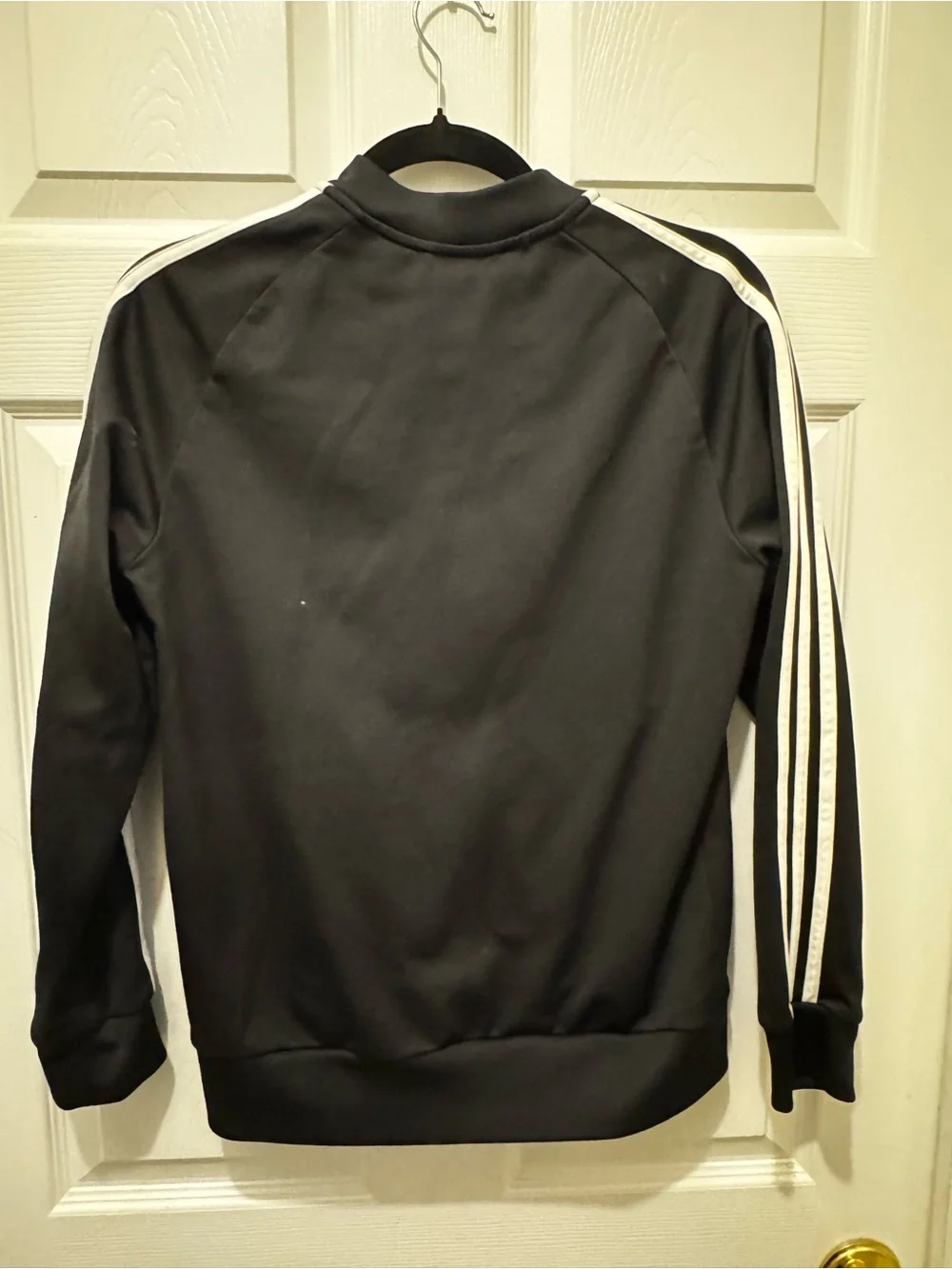 Adidas boys Black Trefoil Track Jacket with White Stripes size L